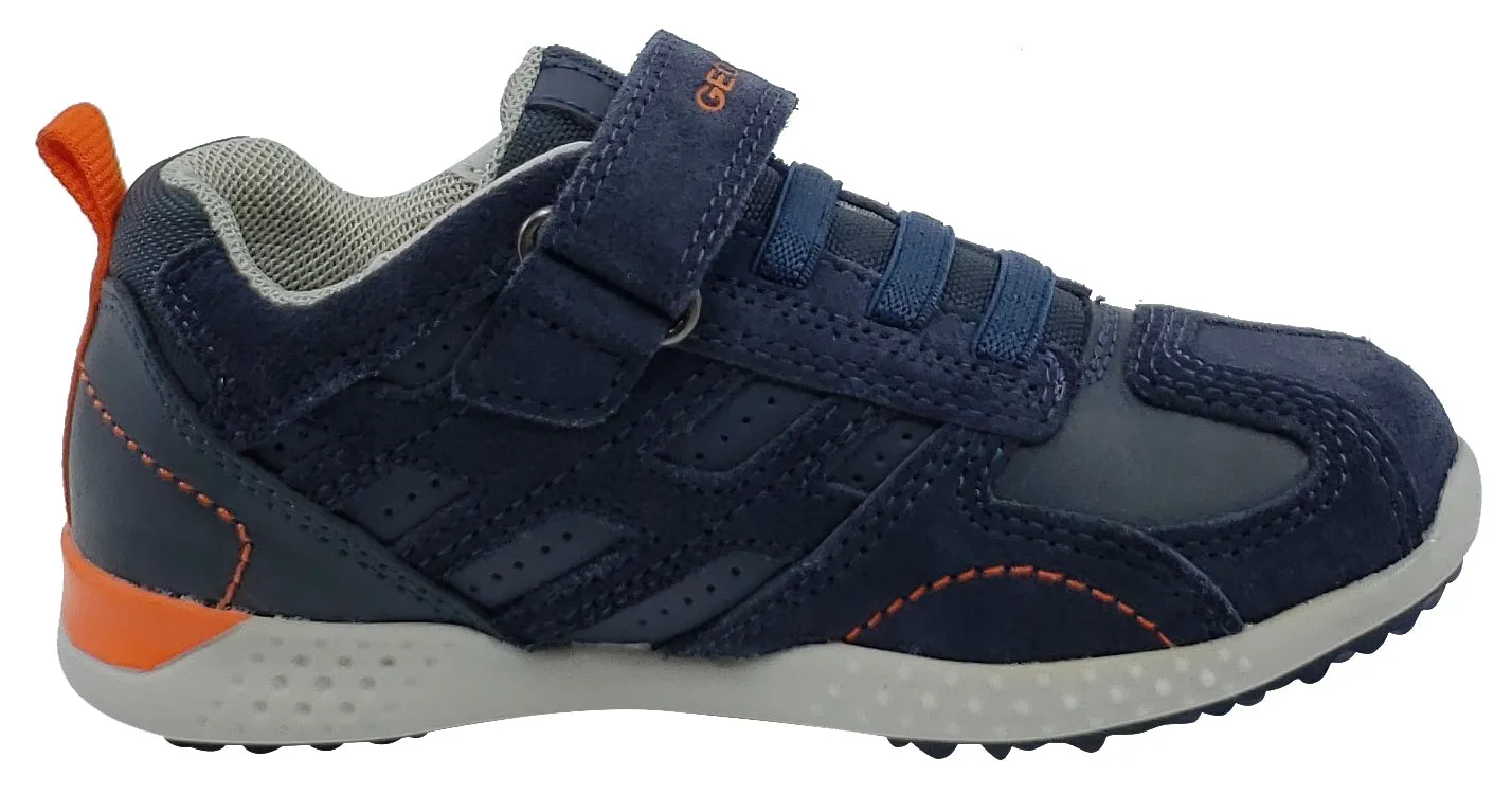 Geox Snake Suede Textile Navy Hook and Loop Sneaker Junior for Boy's