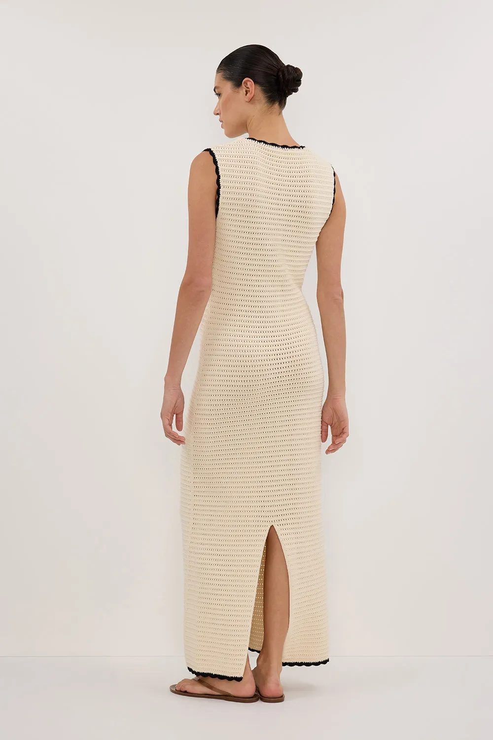 GINA CREAM SCOOP CROCHET DRESS