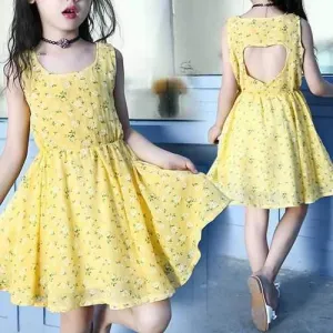 Girls Summer Sleeveless Floral Dress