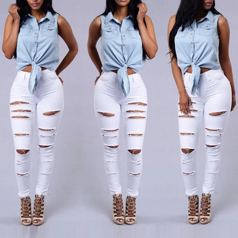 High Quality Casual High Waist Skinny Jeans - GlamzLife