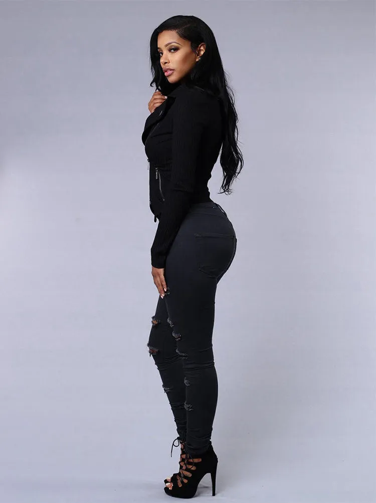 High Quality Casual High Waist Skinny Jeans - GlamzLife