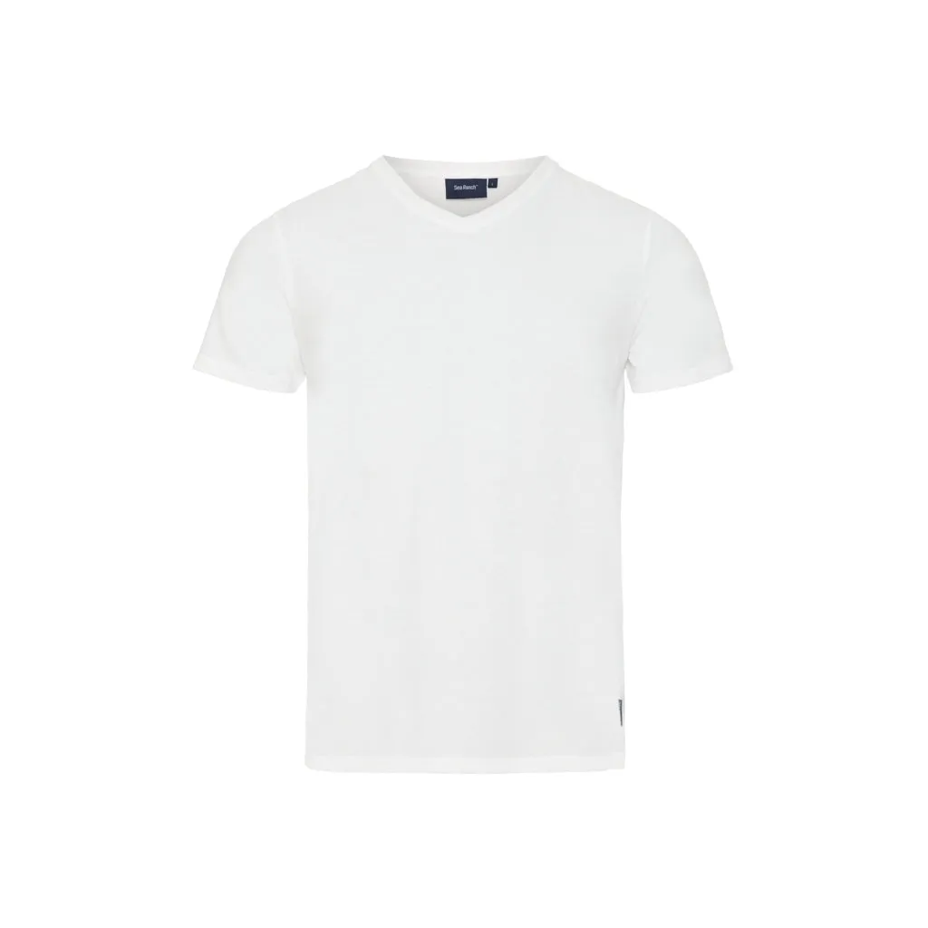 Juan V-Neck Organic Cotton Tee - Pearl