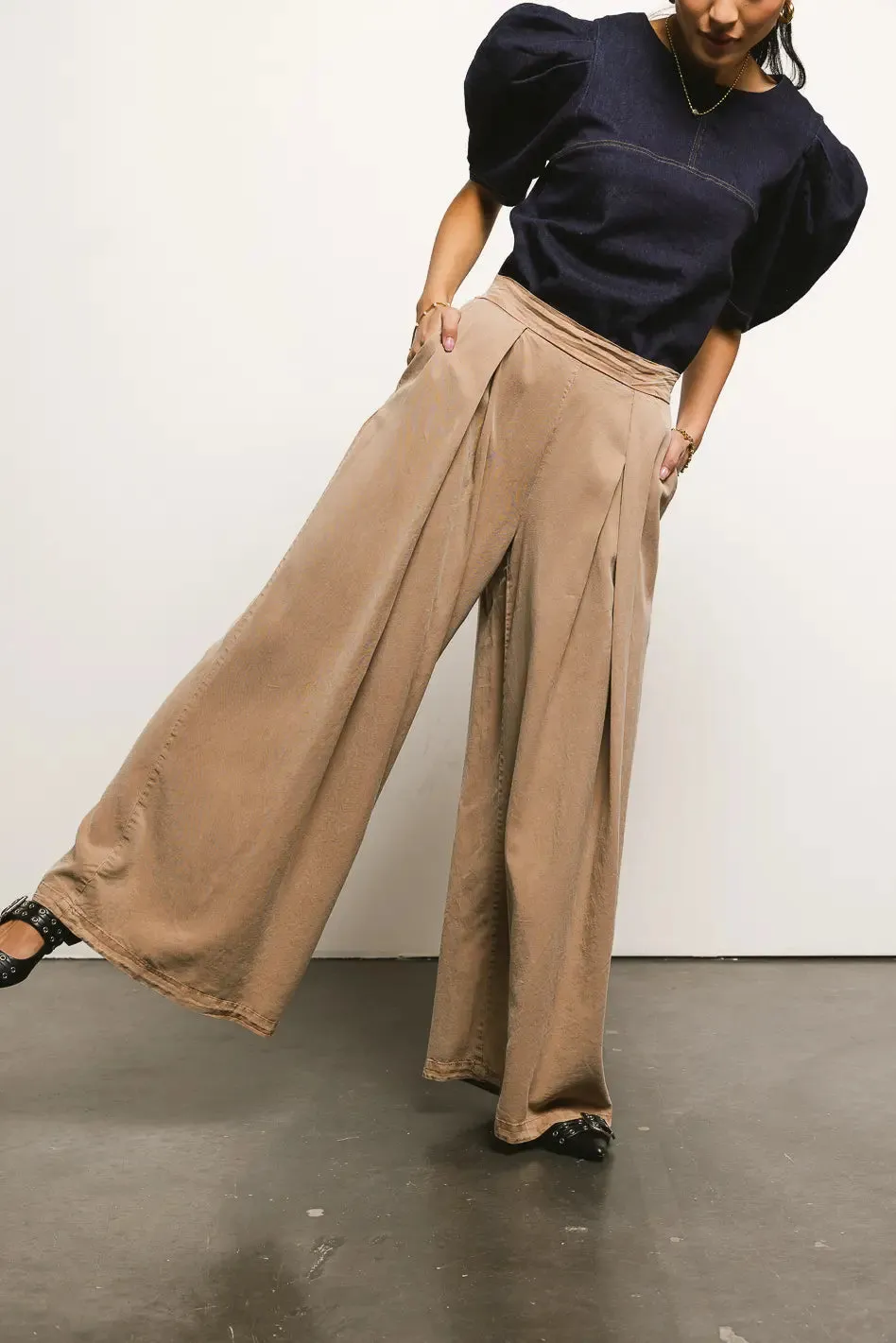 Katie Wide Leg Pants in Tan - FINAL SALE