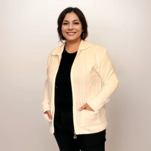 KNITTED ZIP UP CARDIGAN / JACKET WITH COLLAR   POCKETS