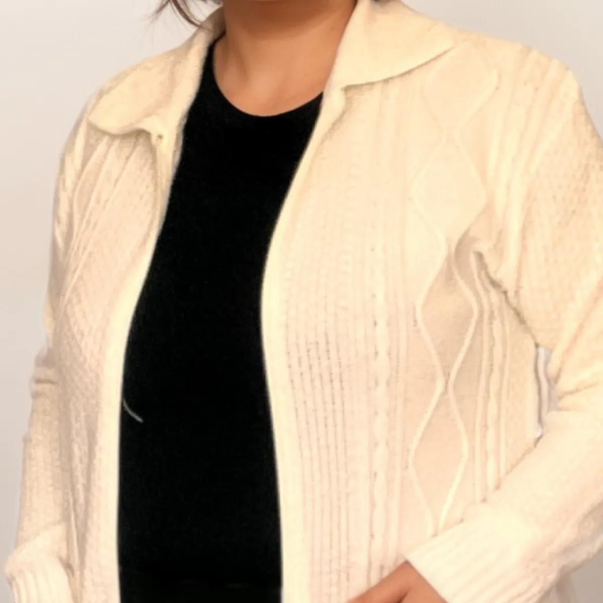 KNITTED ZIP UP CARDIGAN / JACKET WITH COLLAR   POCKETS