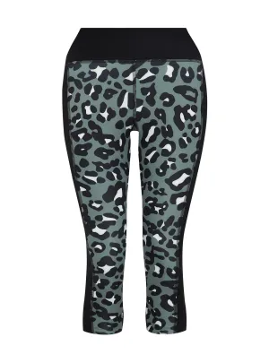 Leopard Print Panelled Capri Leggings