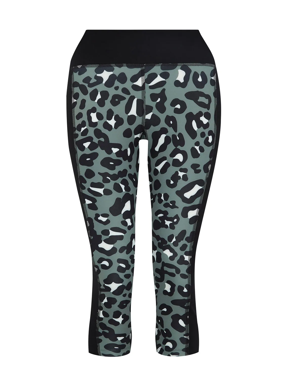 Leopard Print Panelled Capri Leggings
