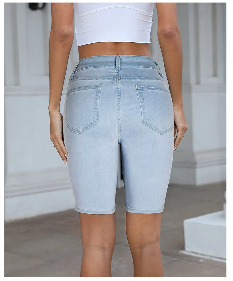 Light-colored Mid-pants Five-pants Jeans