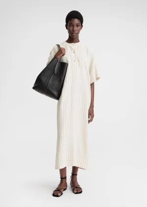 Loose pinstriped tunic dress ecru/black