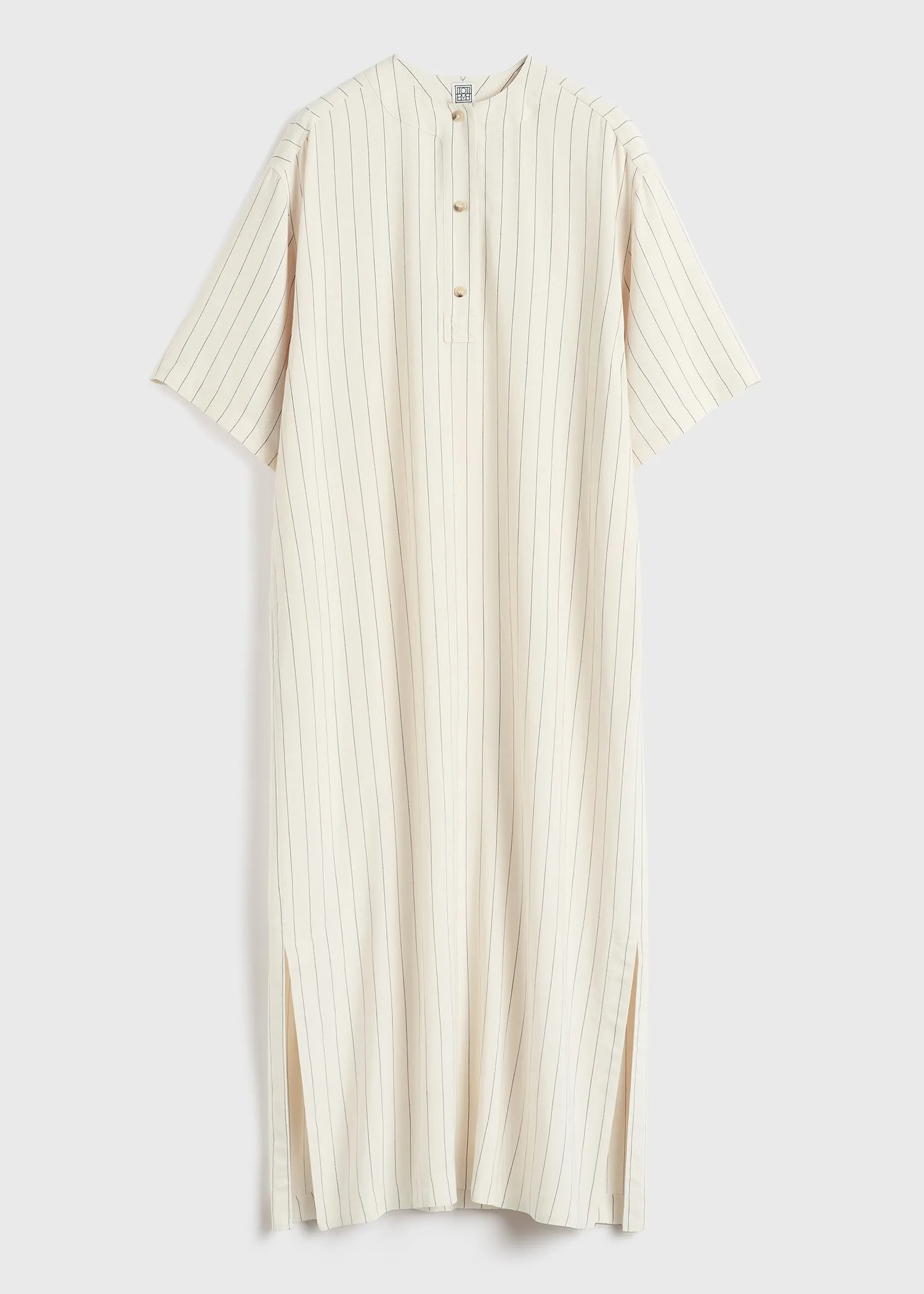 Loose pinstriped tunic dress ecru/black