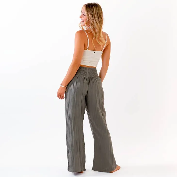 LOTUS AND LUNA WIDE LEG COTTON PANTS GRANITE
