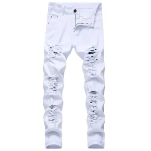 Men's distressed White Jeans slim fit