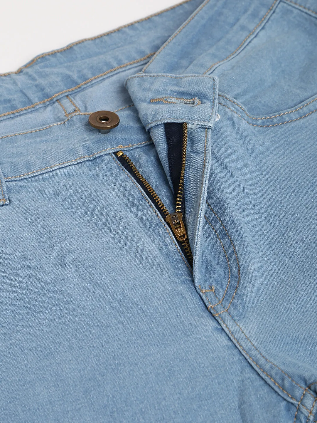 Men's Ice Blue Slim Fit Mid Rise Denim Jeans