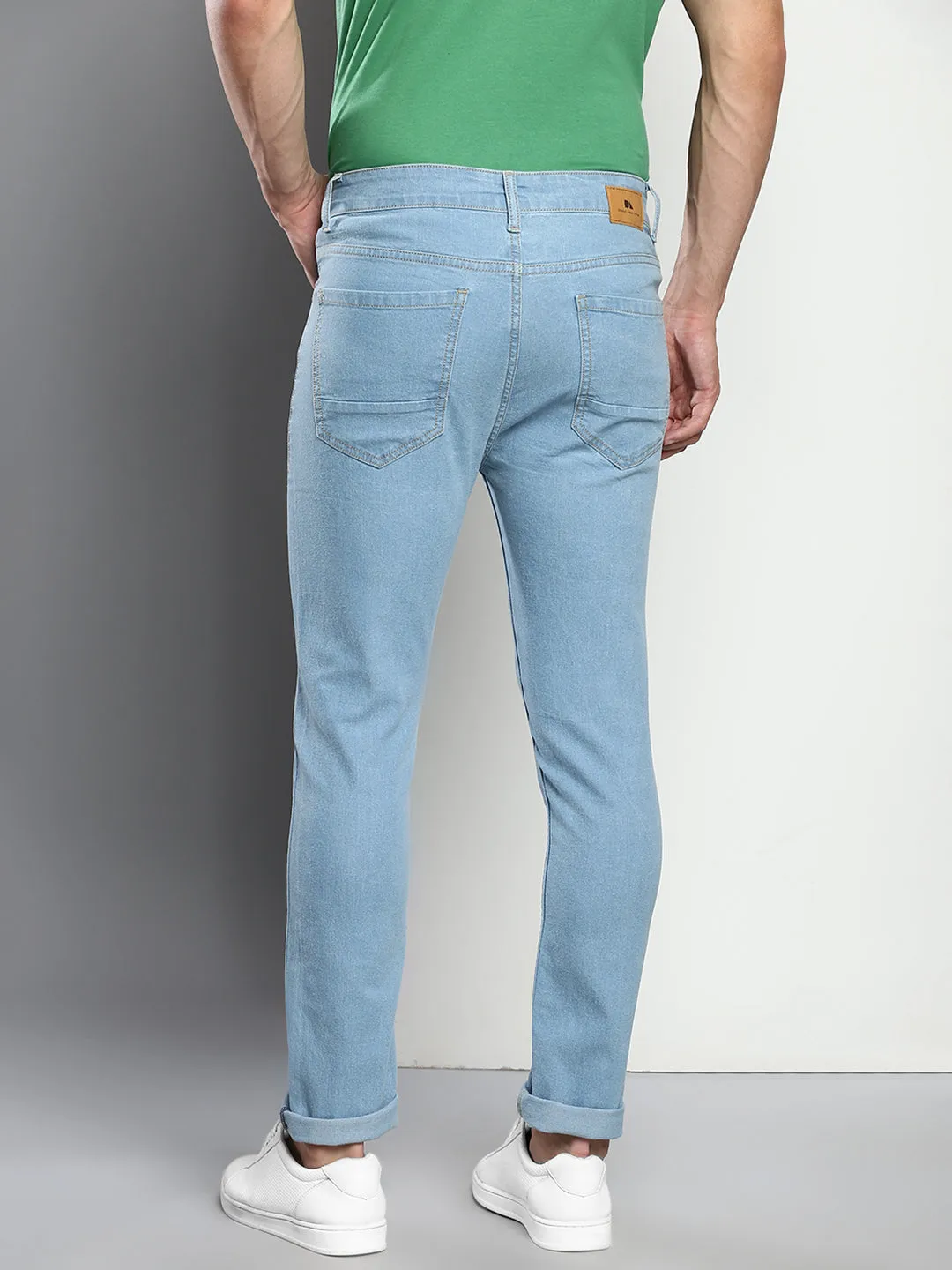 Men's Ice Blue Slim Fit Mid Rise Denim Jeans
