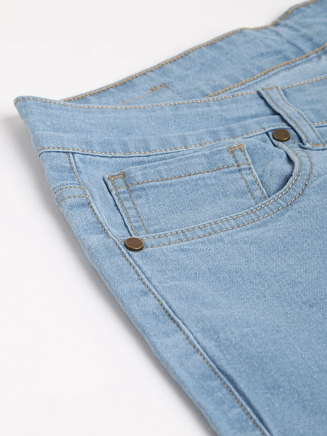 Men's Ice Blue Slim Fit Mid Rise Denim Jeans