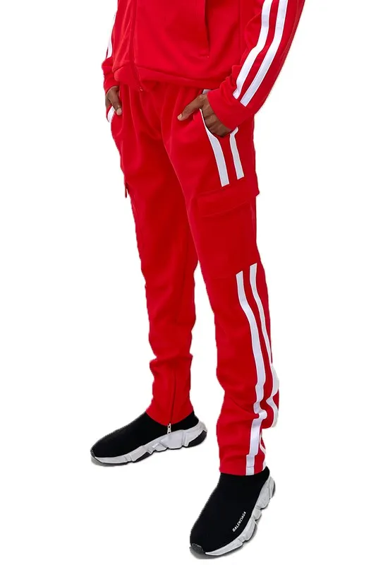 Men's Two Stripe Cargo Pouch Track Pants