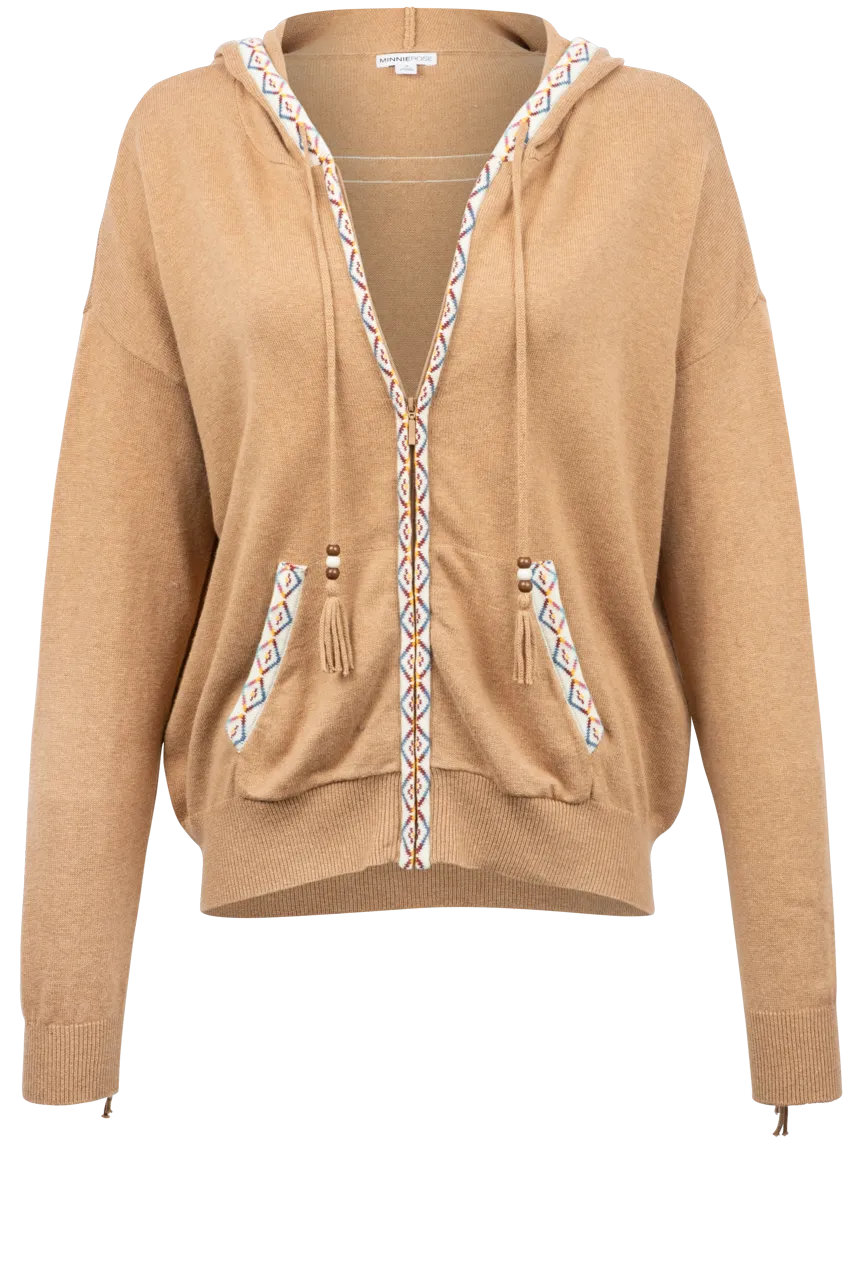 Minnie Rose Fringe Hoodie Cardigan