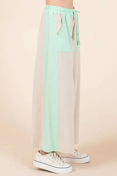 Mittoshop Color Block Wide Leg  Pants