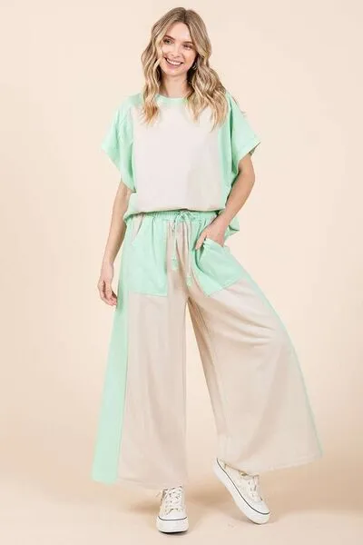 Mittoshop Color Block Wide Leg  Pants