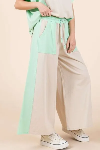 Mittoshop Color Block Wide Leg  Pants