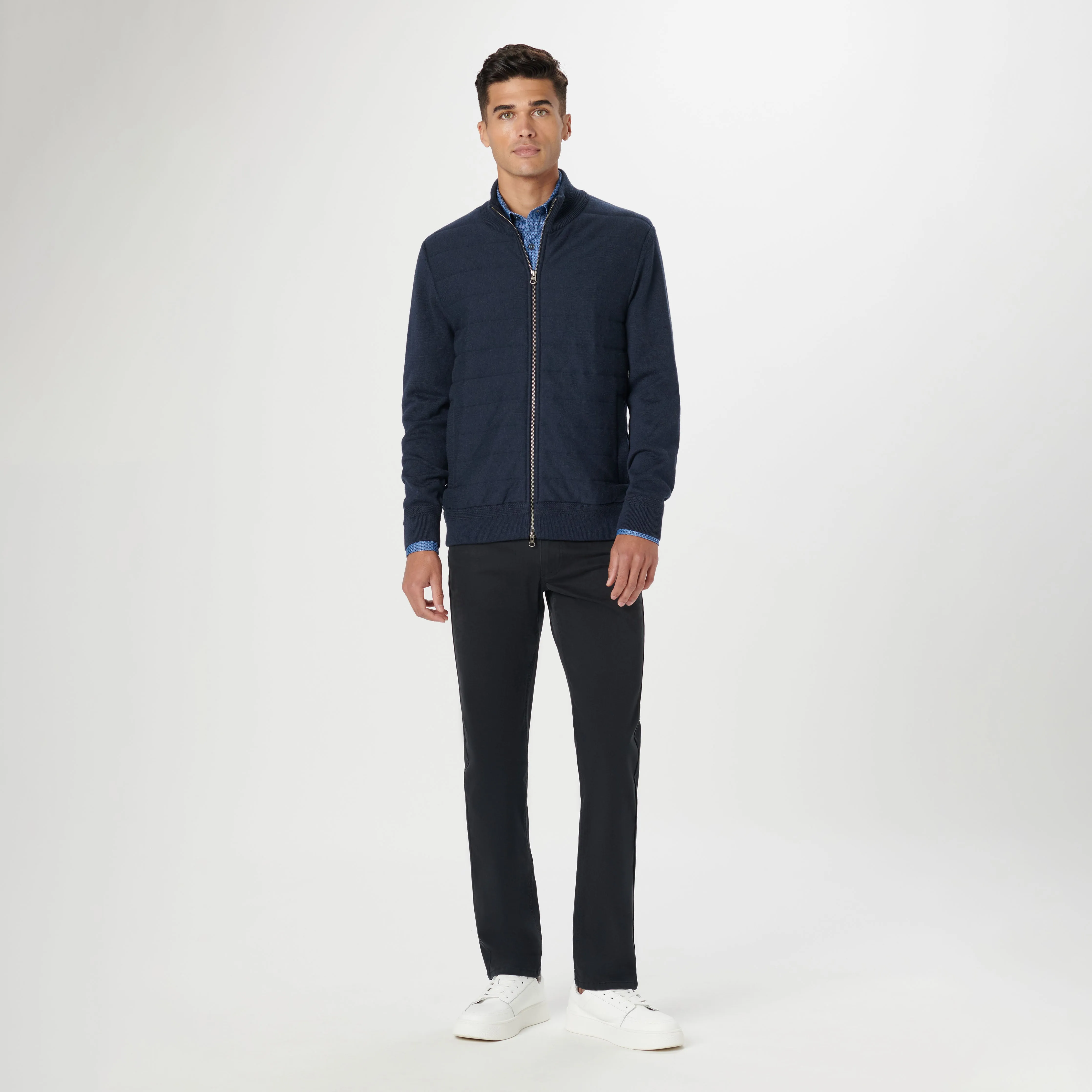 Mock Neck Zip Cardigan
