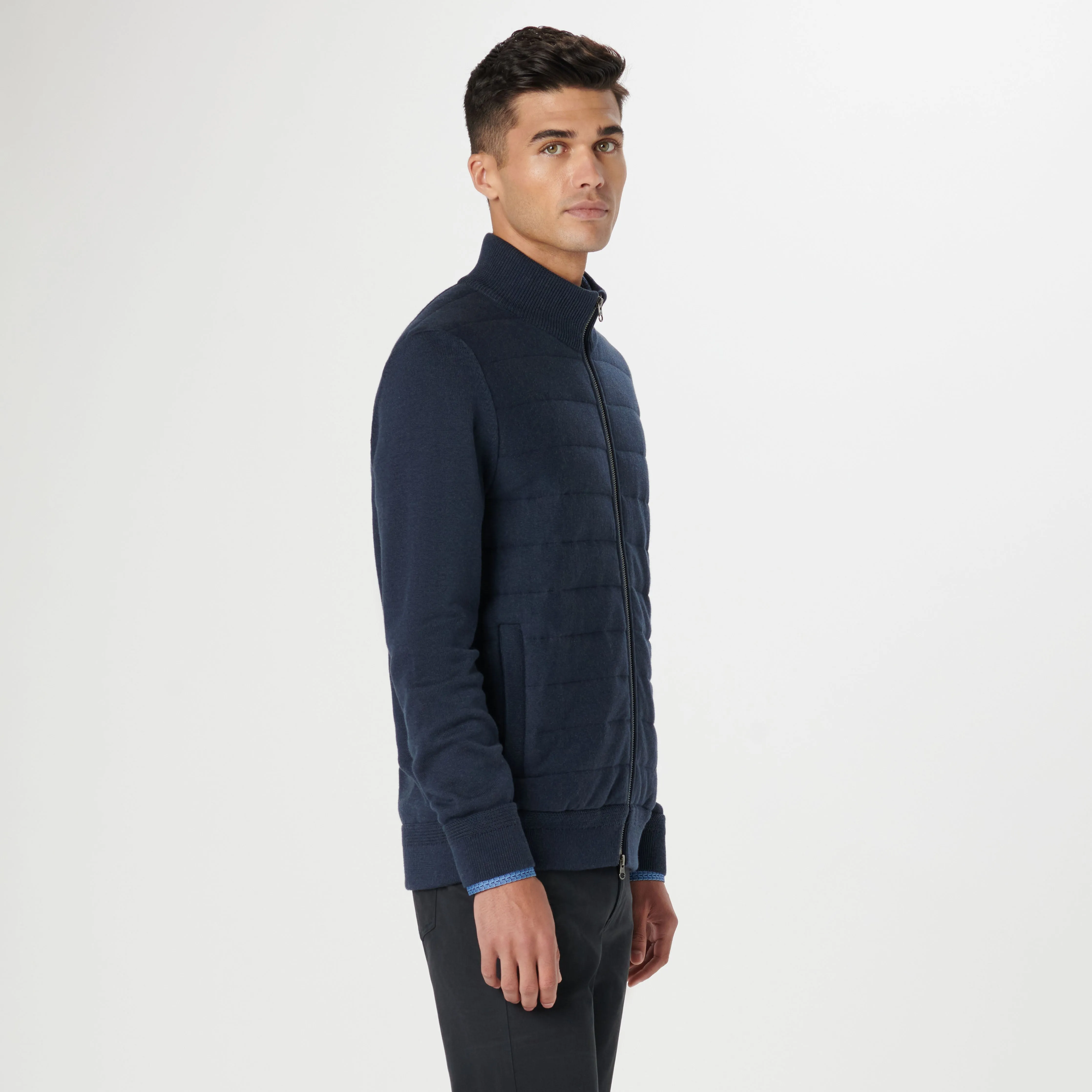 Mock Neck Zip Cardigan