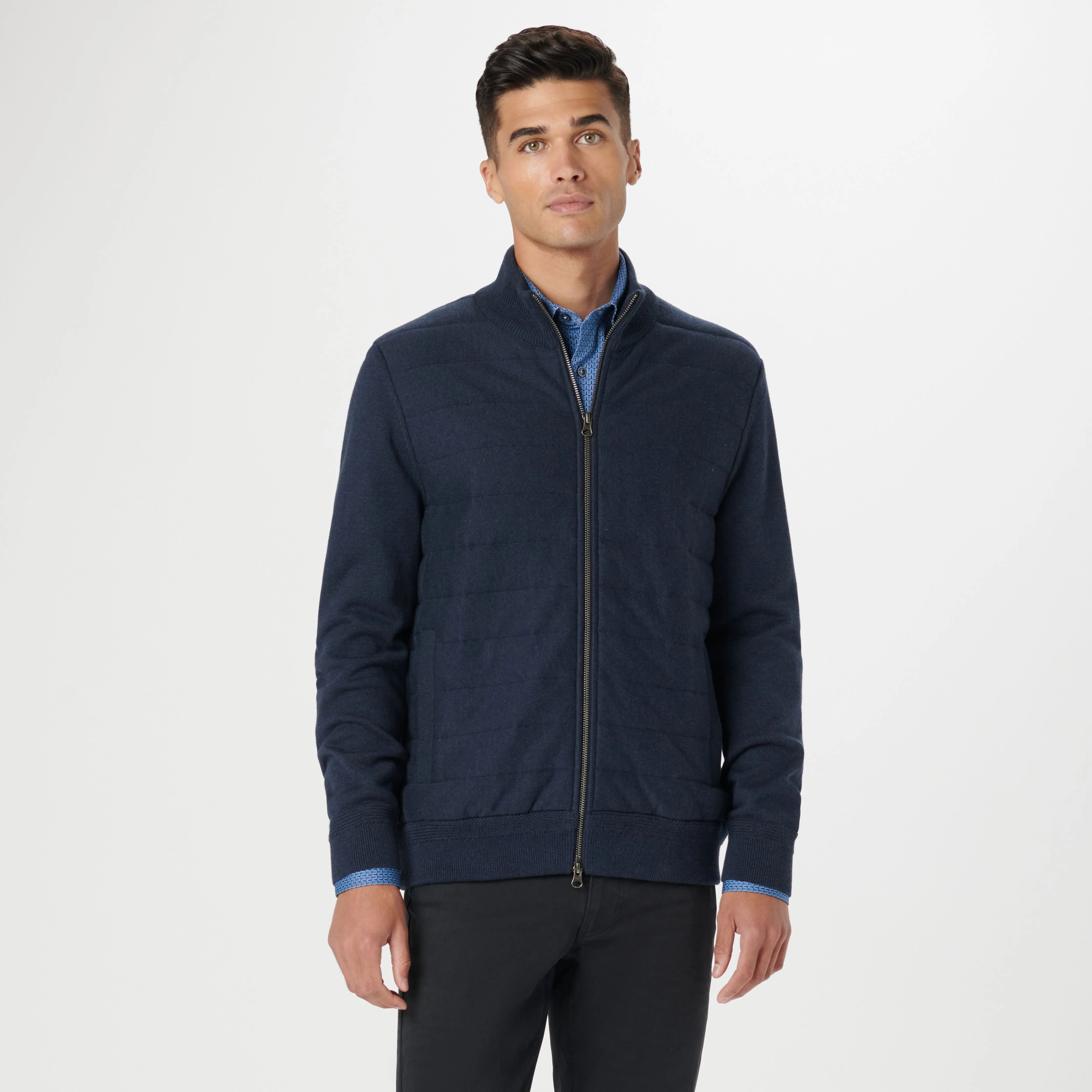 Mock Neck Zip Cardigan