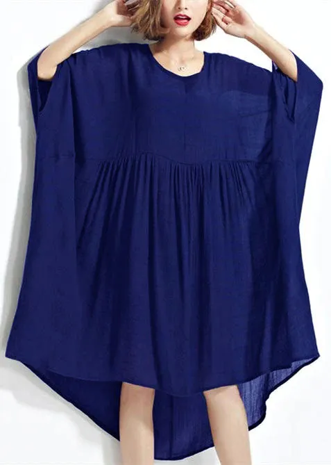 New Black Chiffon Dresses Plus Size Clothing Linen Maxi Dress Fine High Waist Batwing Sleeve Clothing