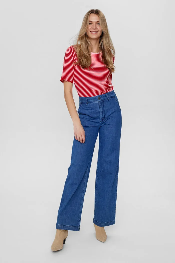 Numph Amber Pants in Medium Blue Denim