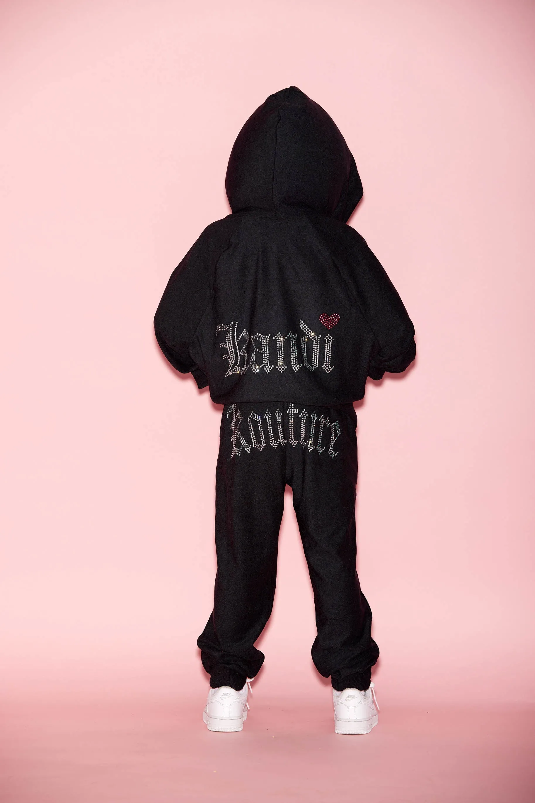 OG Kandi Kouture Zip Up Jacket - Black With Rhinestone Logo - Child Sizes - Ready To Ship - Sale