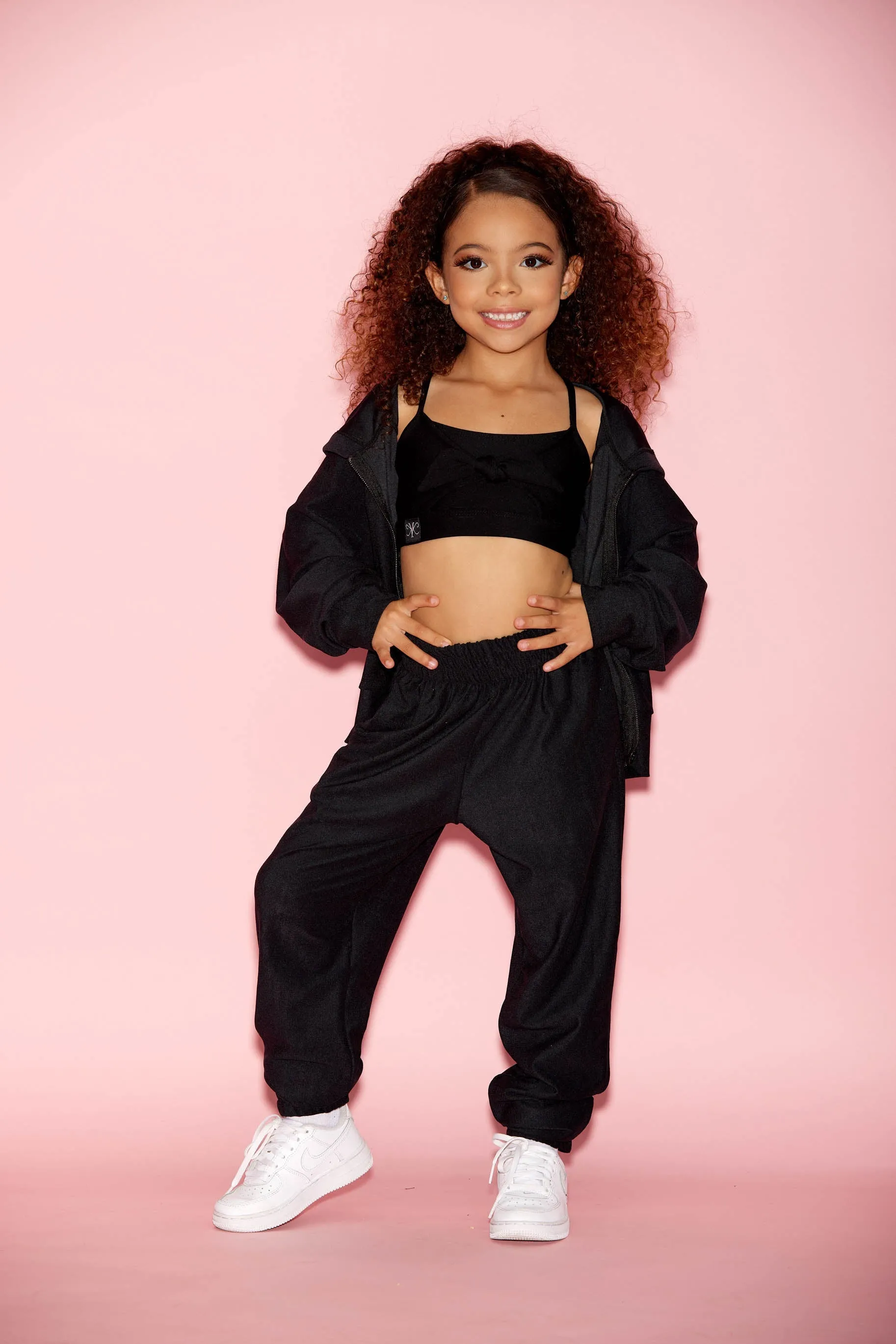 OG Kandi Kouture Zip Up Jacket - Black With Rhinestone Logo - Child Sizes - Ready To Ship - Sale