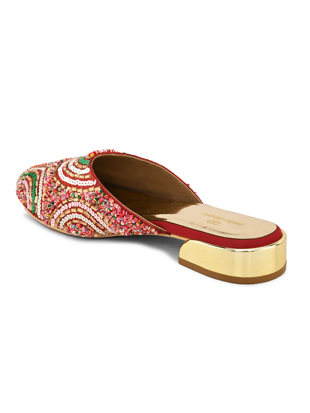 Pelle Albero Women's Maroon Handcrafted Mules Slip-On Sandals