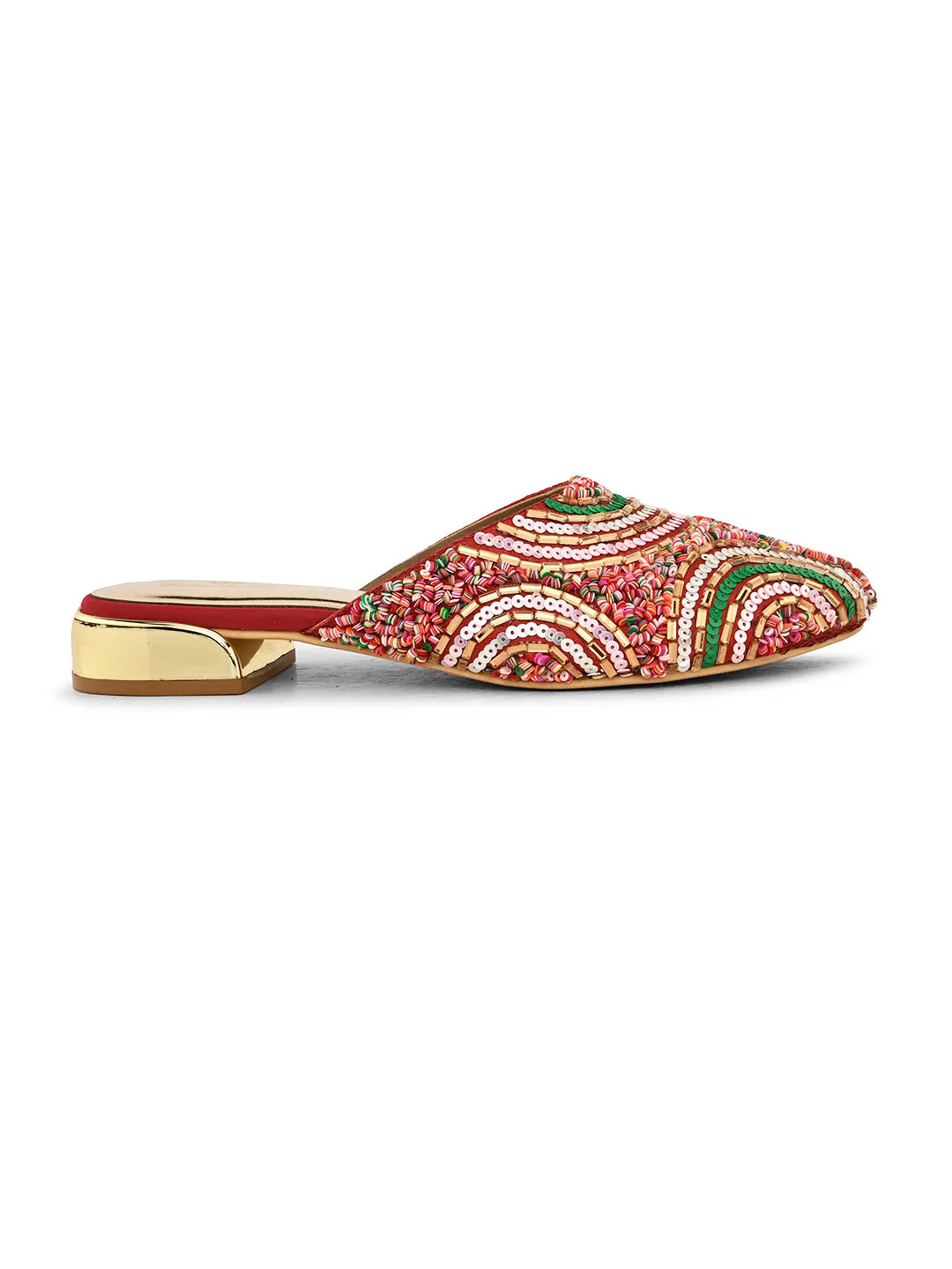 Pelle Albero Women's Maroon Handcrafted Mules Slip-On Sandals