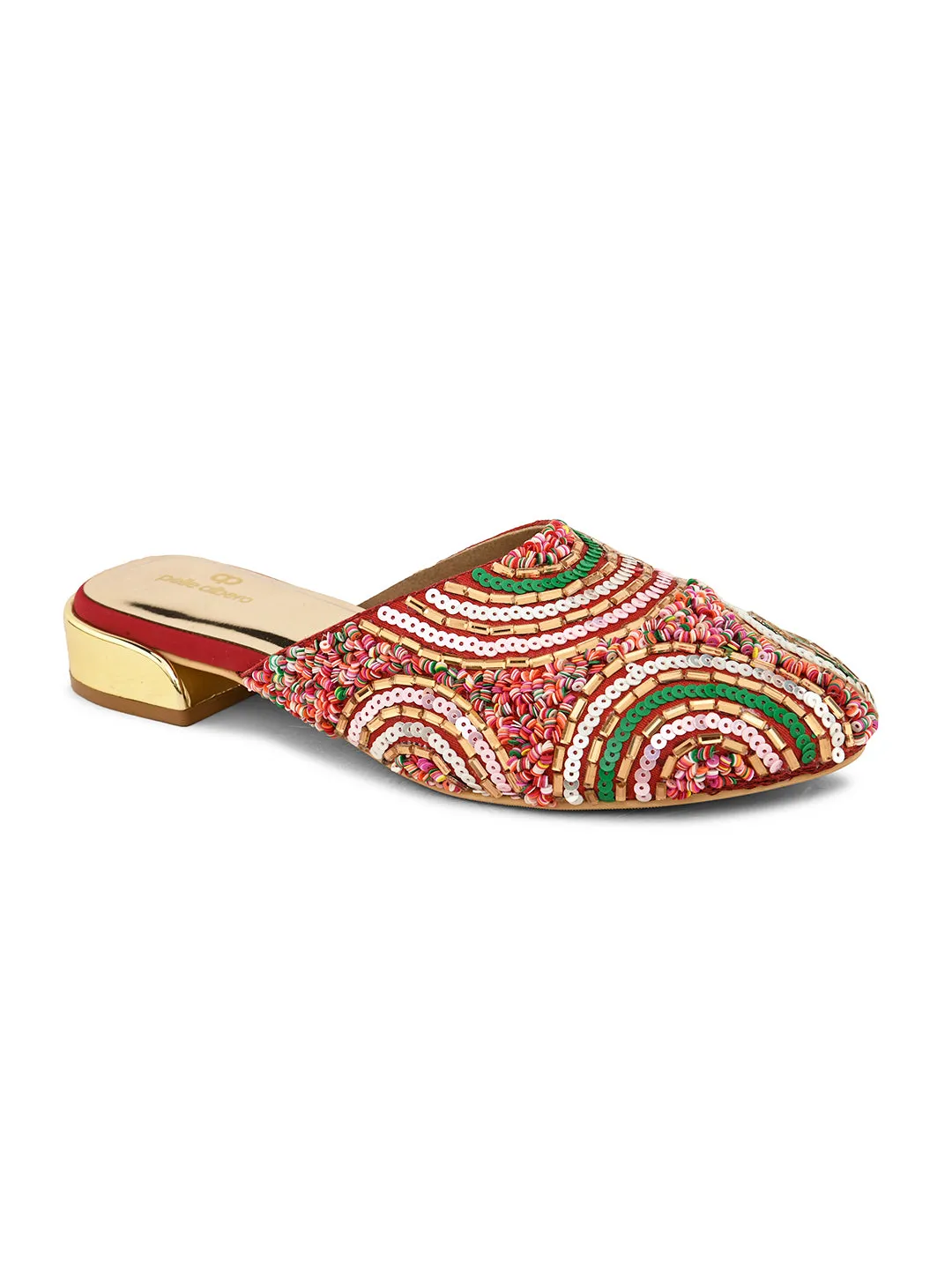 Pelle Albero Women's Maroon Handcrafted Mules Slip-On Sandals