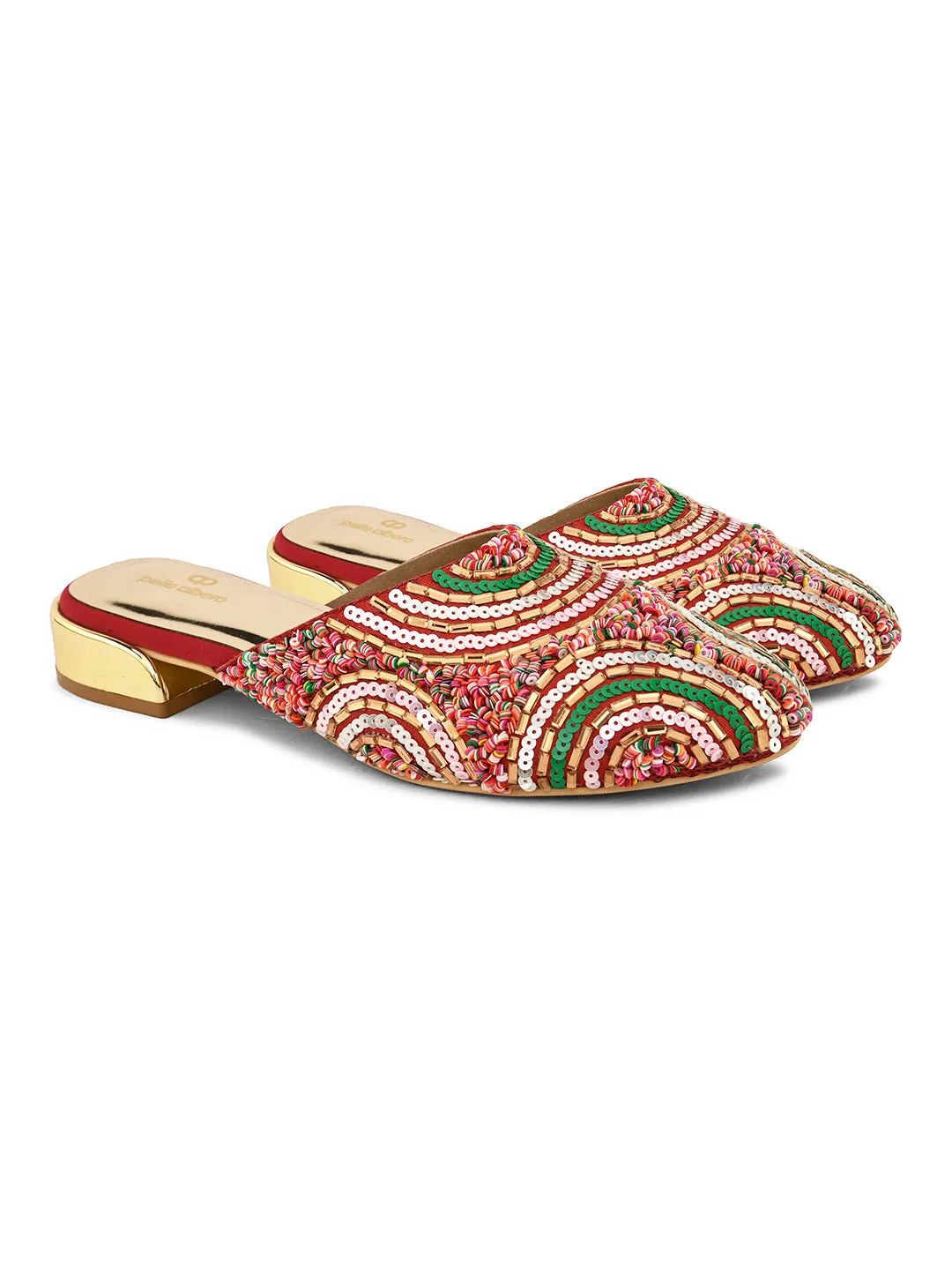 Pelle Albero Women's Maroon Handcrafted Mules Slip-On Sandals