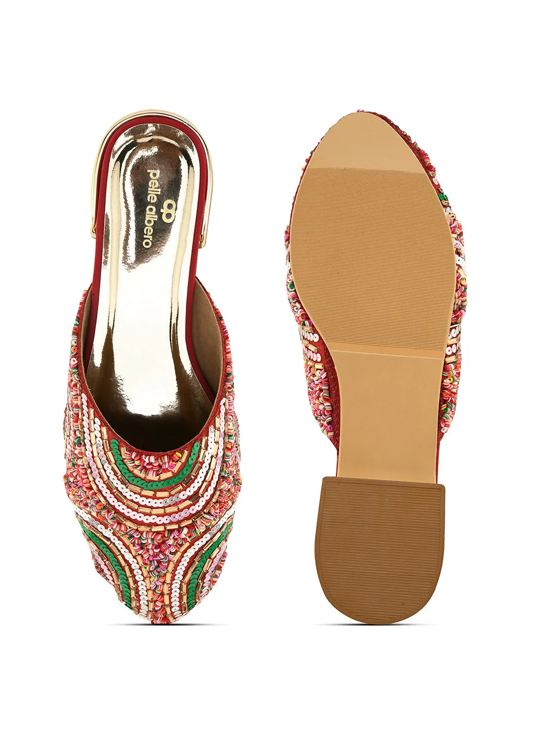 Pelle Albero Women's Maroon Handcrafted Mules Slip-On Sandals