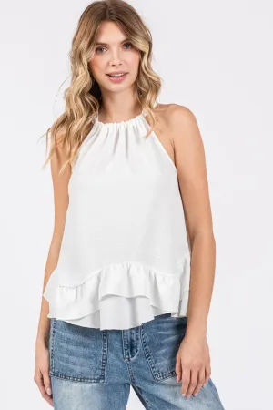 Plus Ruffle Trim Sleeveless Blouse
