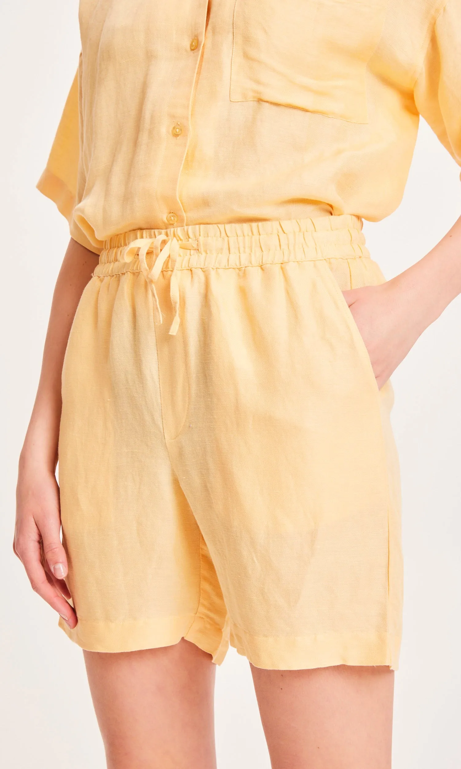 POSEY linen mix elastic waist shorts - Impala
