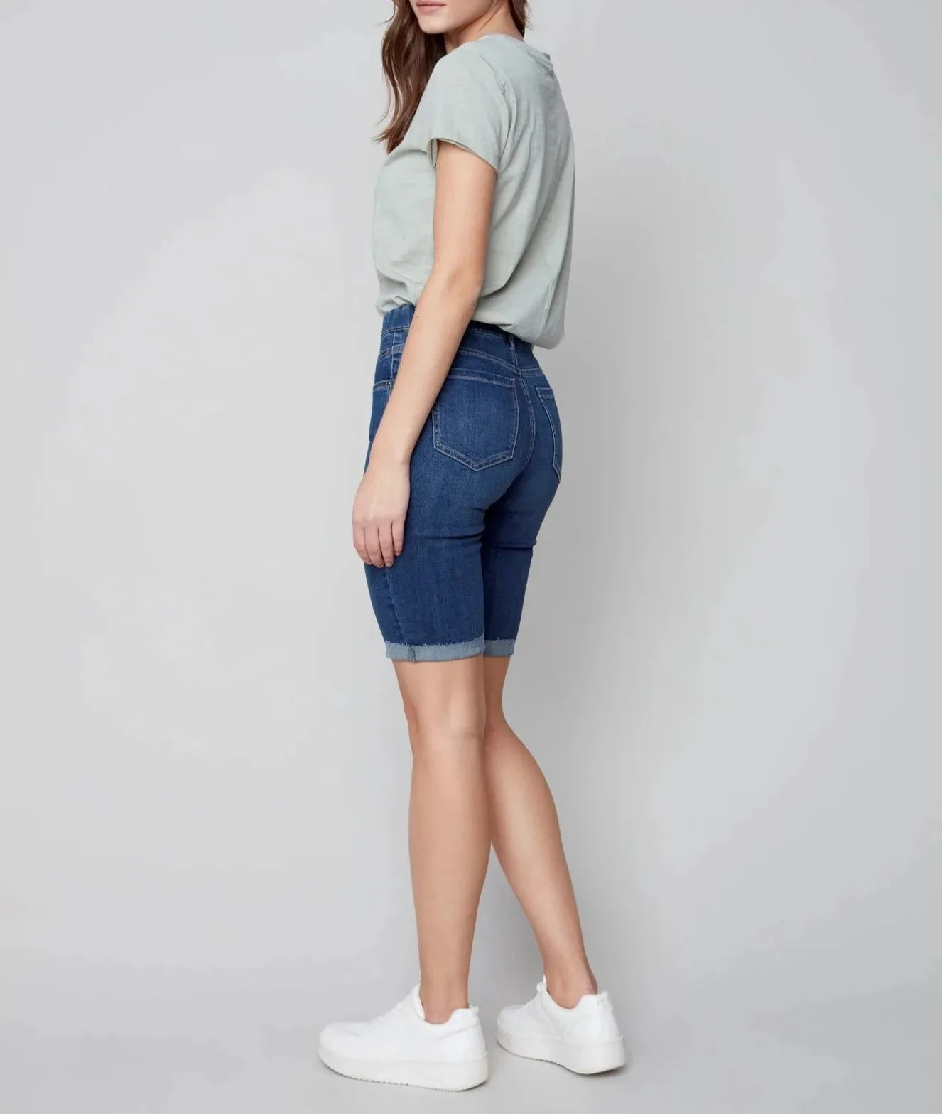 Pull-On Denim Bermuda Shorts