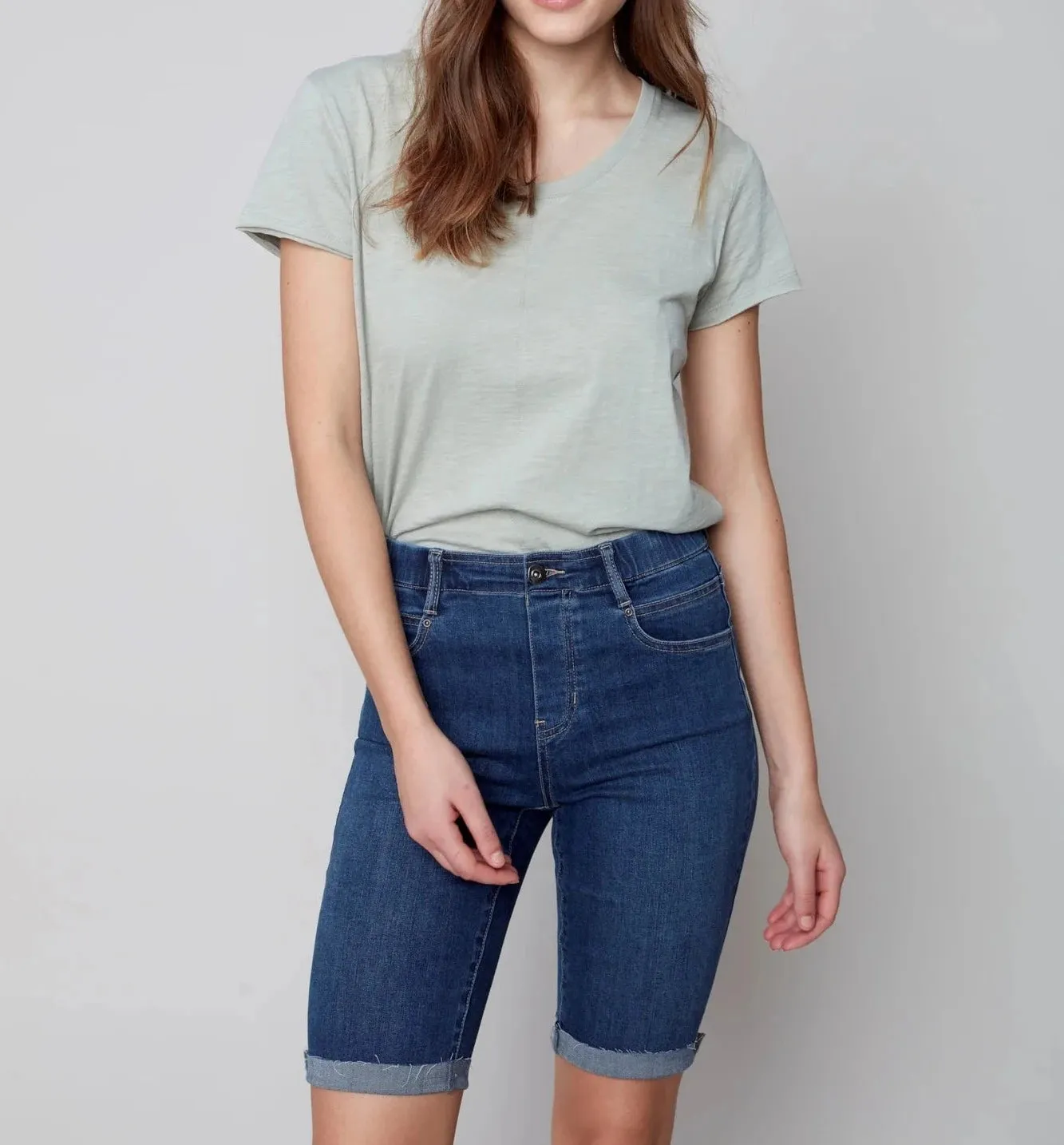 Pull-On Denim Bermuda Shorts