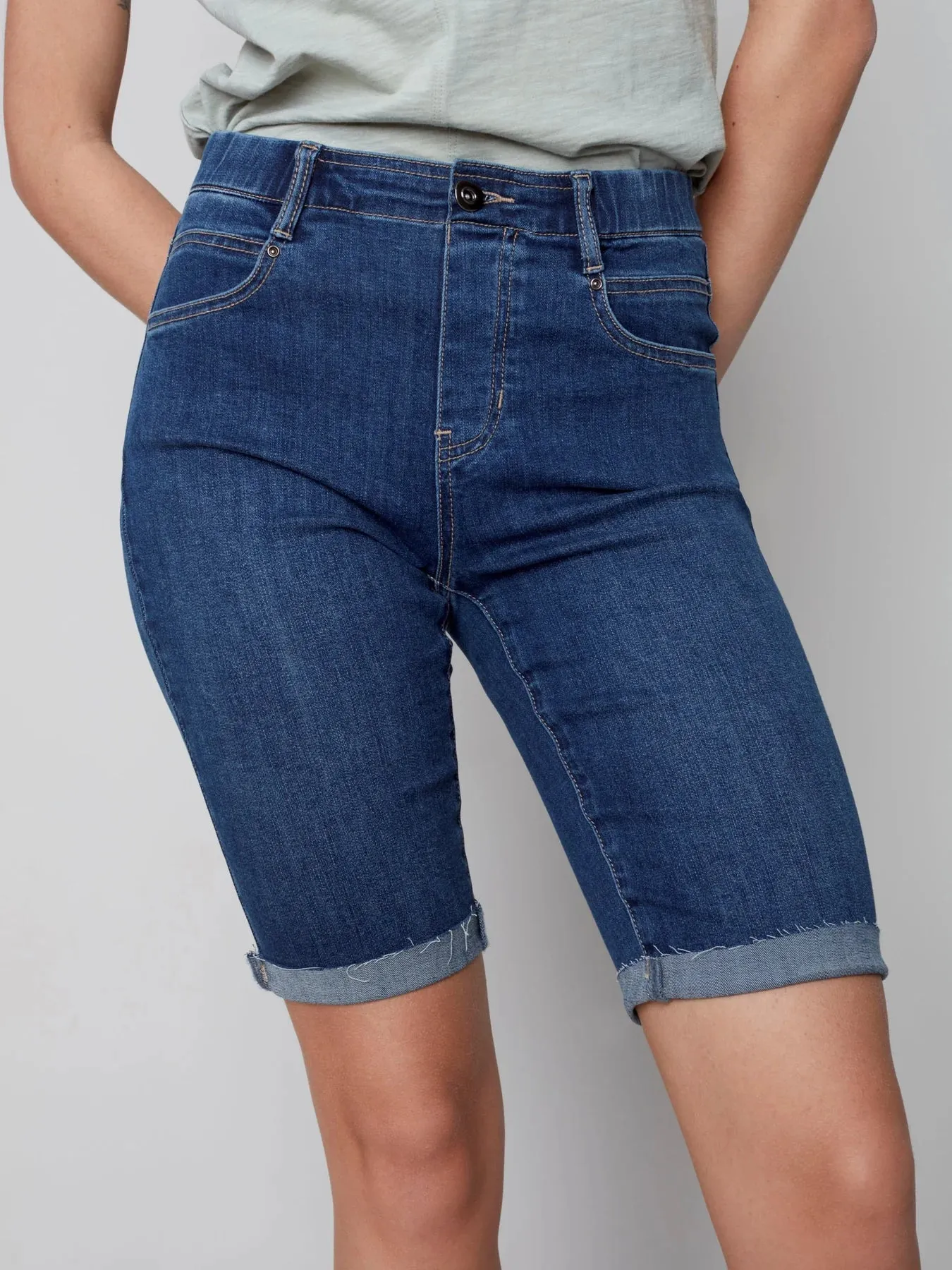 Pull-On Denim Bermuda Shorts