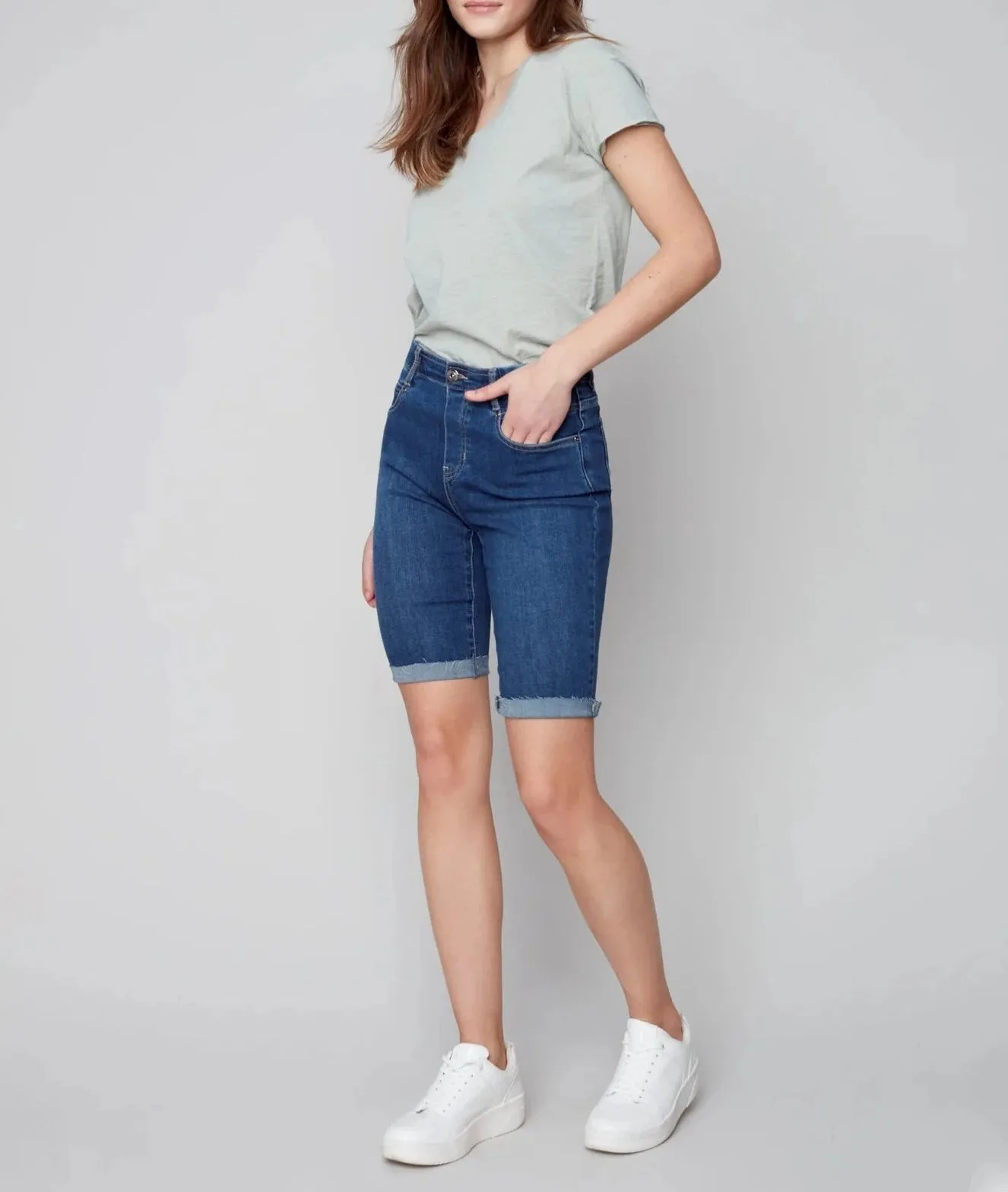 Pull-On Denim Bermuda Shorts