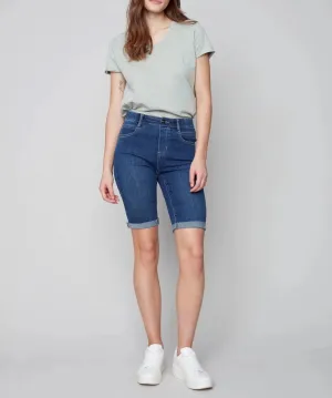 Pull-On Denim Bermuda Shorts
