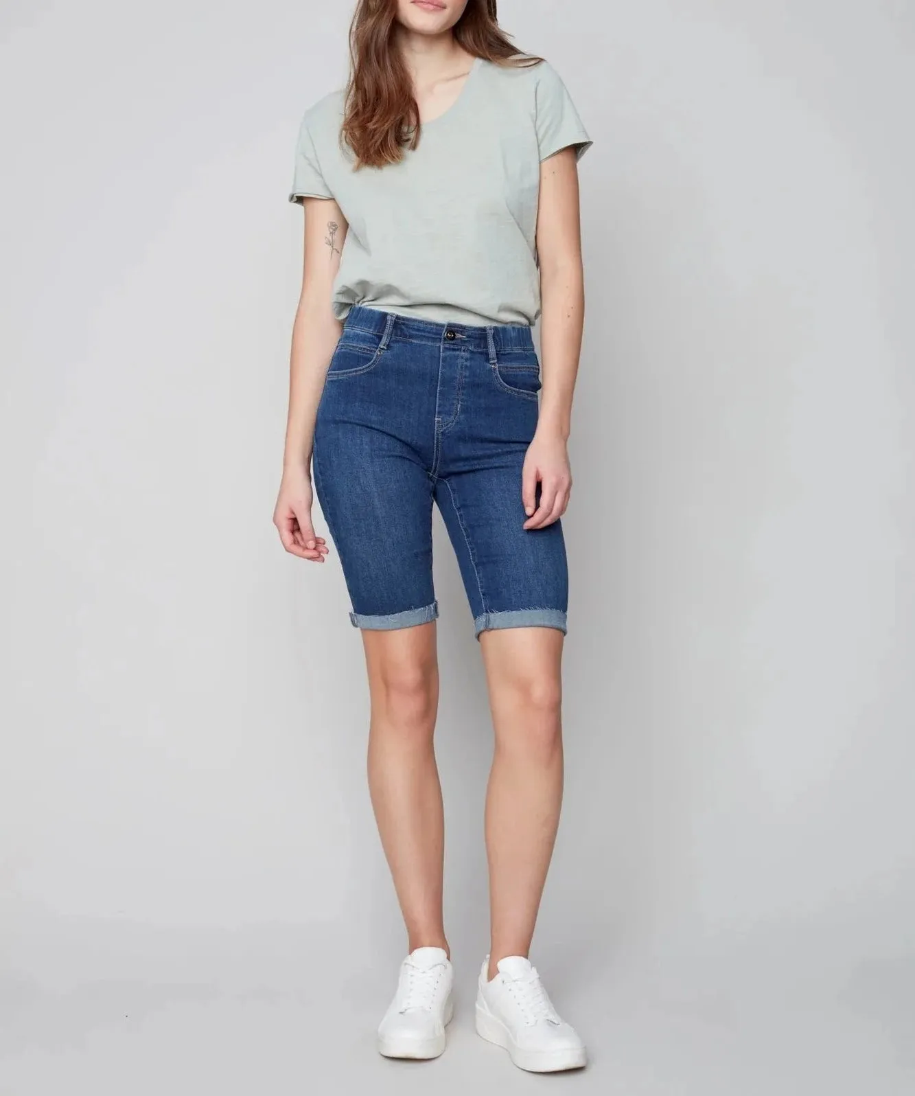 Pull-On Denim Bermuda Shorts