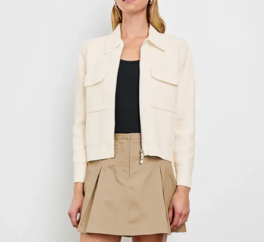 Rails - Remington Collared Zip Cardigan Jacket in Ivory