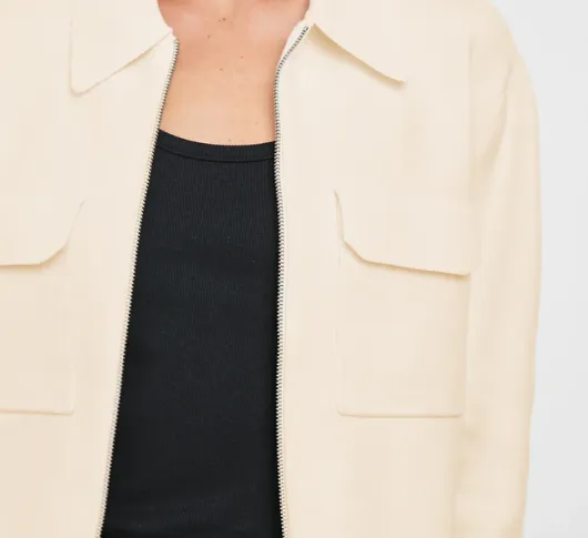 Rails - Remington Collared Zip Cardigan Jacket in Ivory