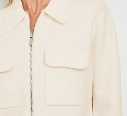 Rails - Remington Collared Zip Cardigan Jacket in Ivory