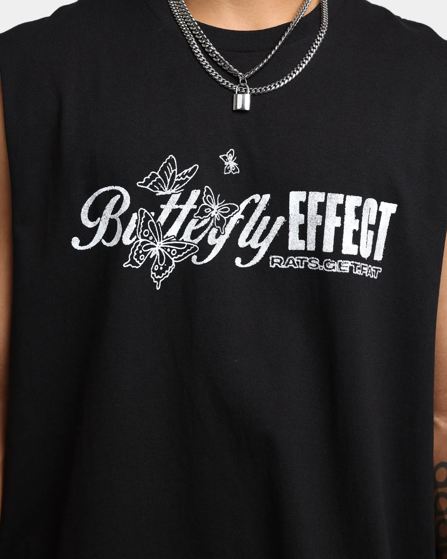 Rats Get Fat Butterfly Effect Muscle T-Shirt Black