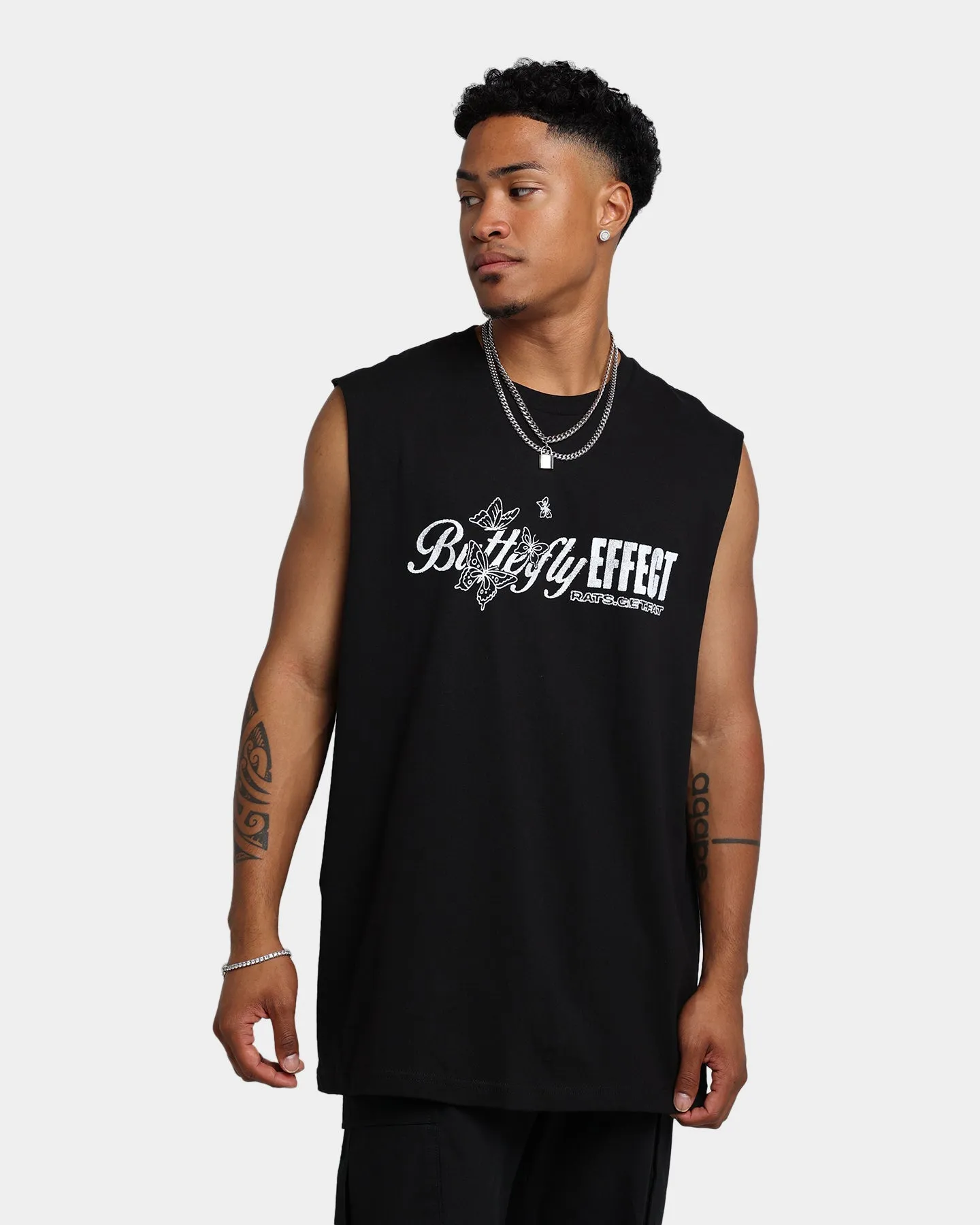 Rats Get Fat Butterfly Effect Muscle T-Shirt Black