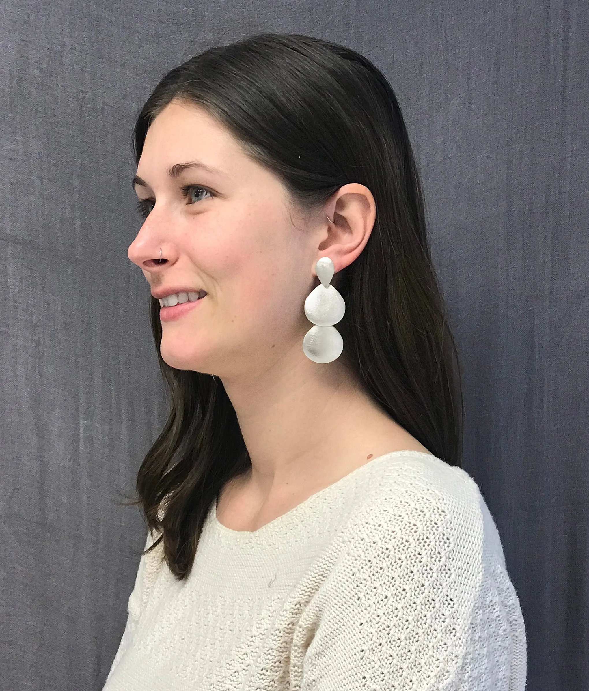 Sheila Fajl Melinda Triple Teardrop Statement Earrings in Silver